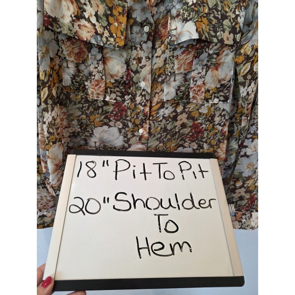 T Tahari Brown Floral Blouse Sz S Sheer Long Sleeve Spring Luxury Fairycore - Picture 4 of 5